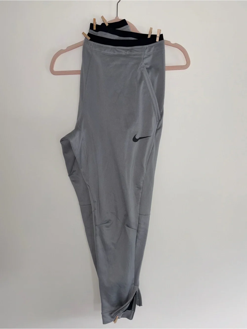 Nike Gray Track Pants with Black Swoosh